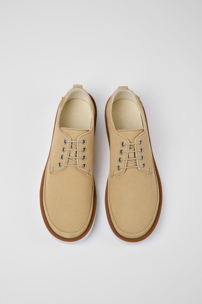 Beige Men's Camper Wagon Textile Nubuck Sneakers | 9326150-YZ