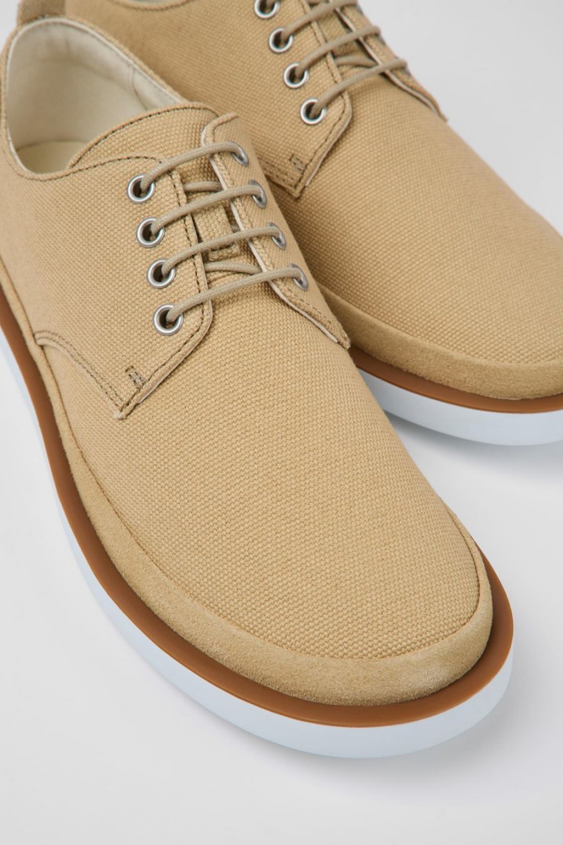 Beige Men's Camper Wagon Textile Nubuck Sneakers | 9326150-YZ