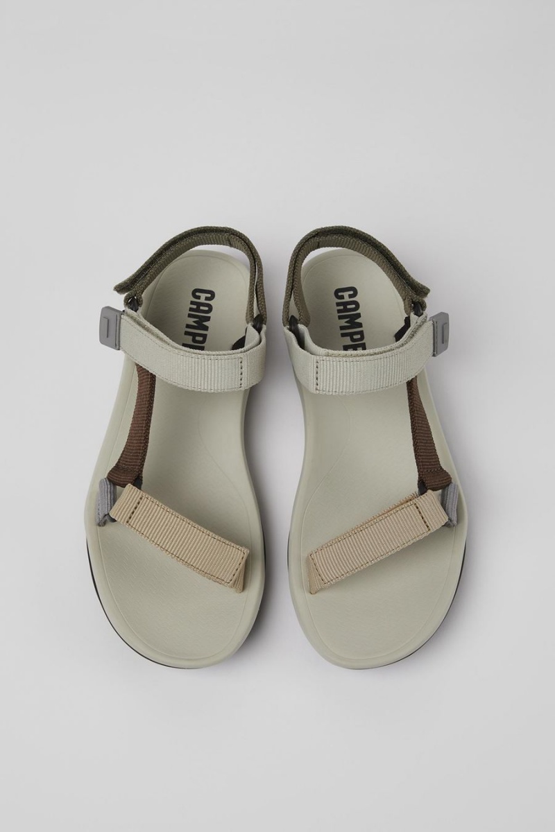 Beige Women's Camper Match Textile Sandals | 9437201-MD