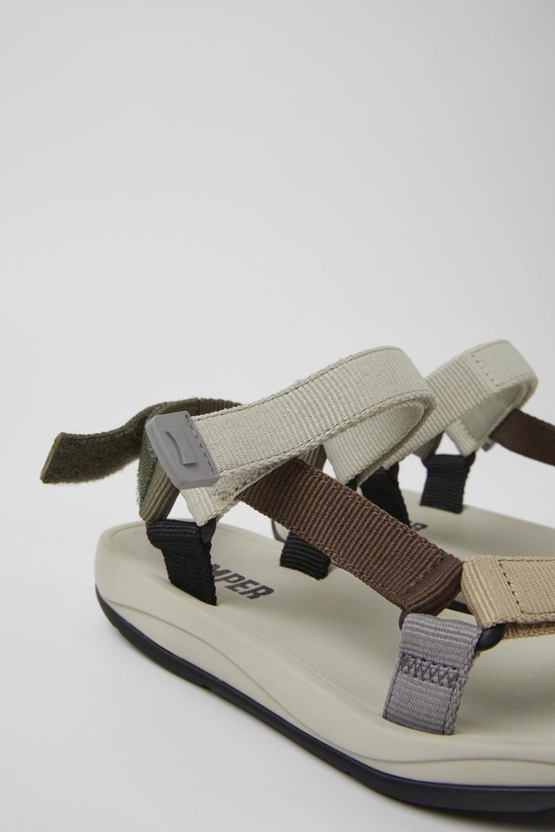 Beige Women's Camper Match Textile Sandals | 9437201-MD