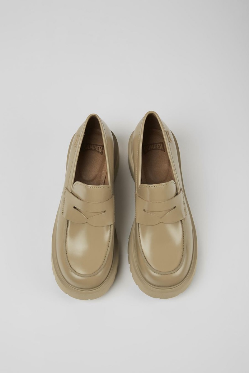 Beige Women's Camper Milah Leather Loafers | 2905617-UI