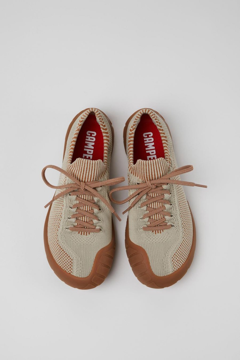 Beige Women's Camper Path Textile Sneakers | 8795610-IQ