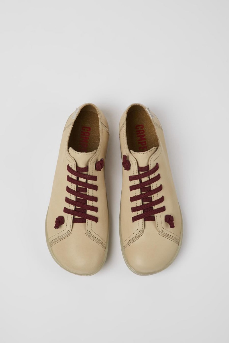 Beige Women's Camper Peu Leather Sneakers | 0329651-SZ