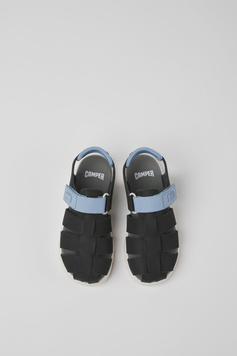 Black Boys' Camper Oruga Leather Sandals | 8374526-EB