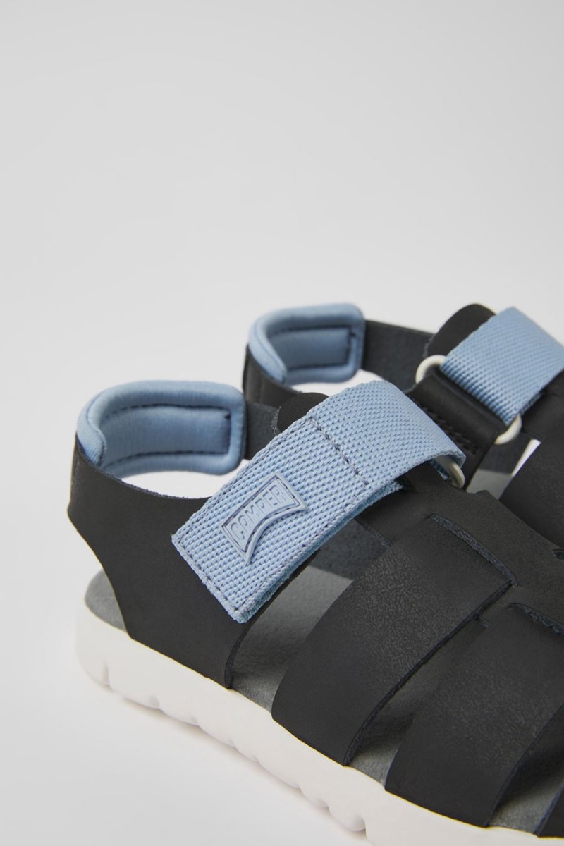 Black Boys' Camper Oruga Leather Sandals | 8374526-EB