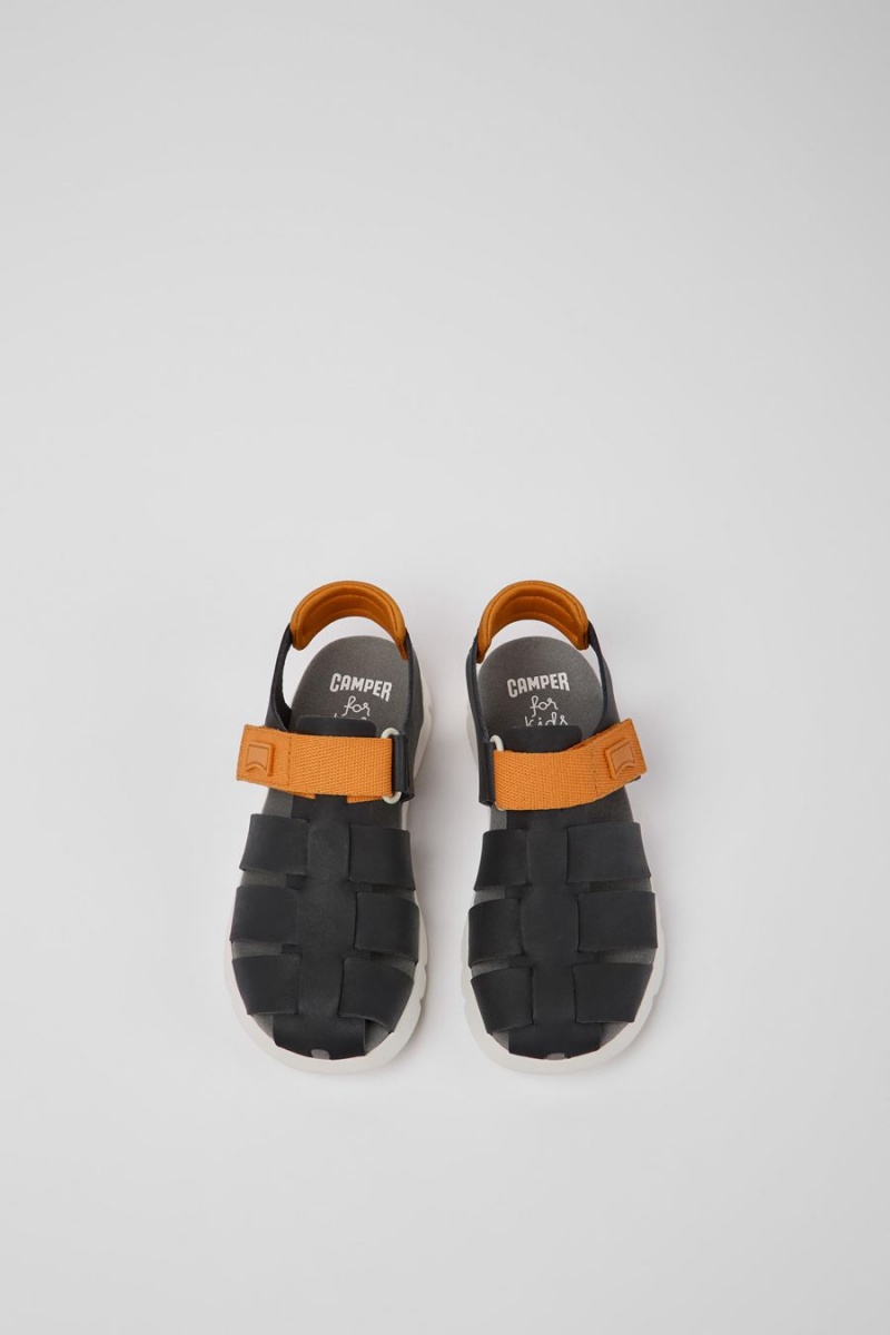 Black Boys' Camper Oruga Leather Sandals | 7248395-DX