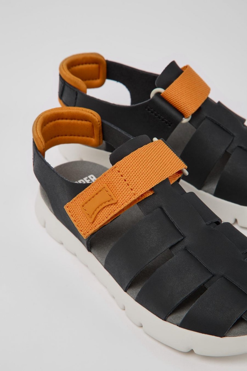 Black Boys' Camper Oruga Leather Sandals | 7248395-DX