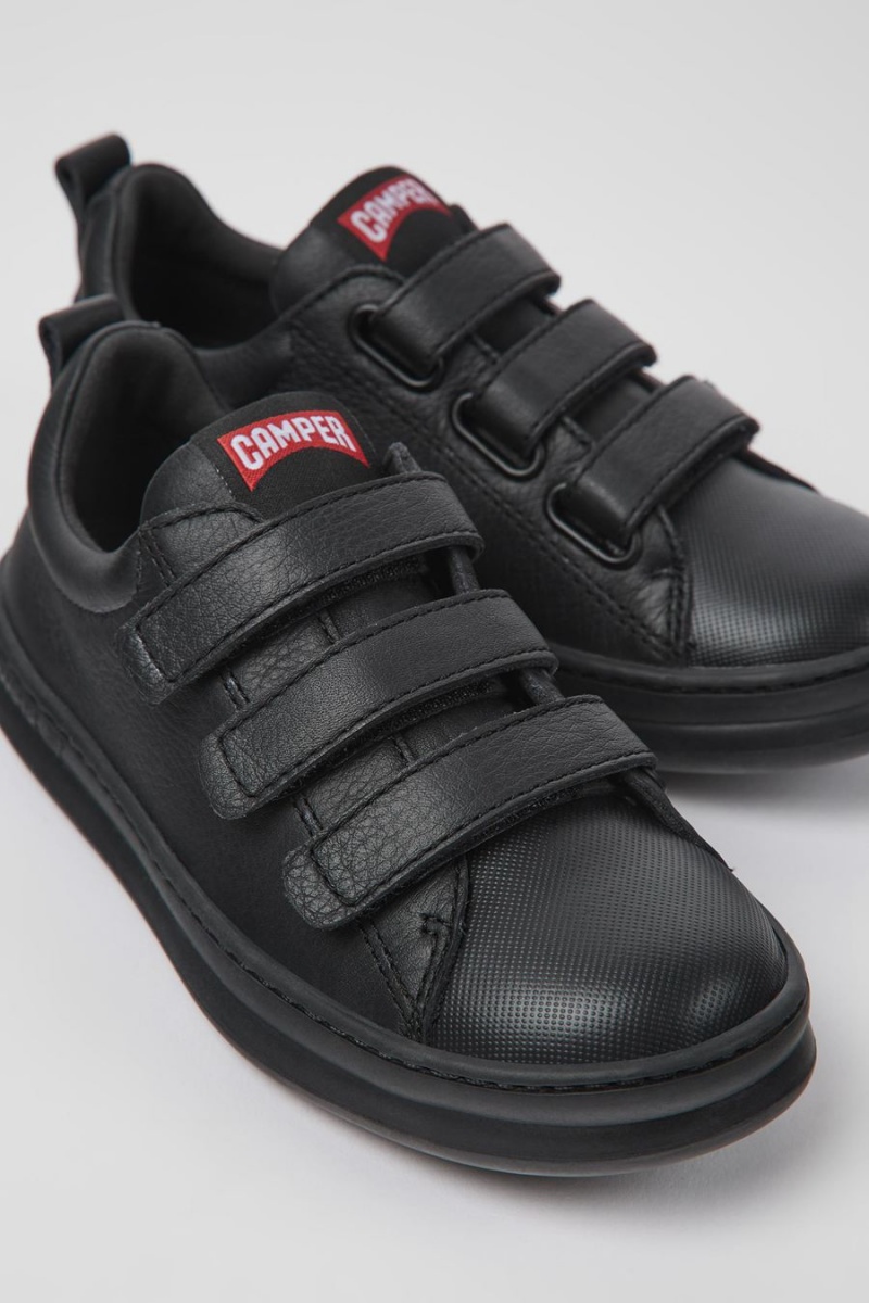 Black Boys' Camper Runner Leather Textile Sneakers | 8532471-OE