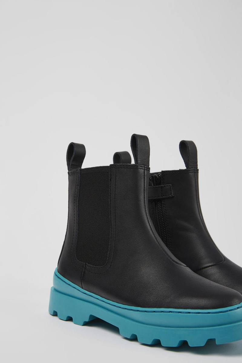 Black Girls' Camper Brutus Leather Chelsea Boots | 0348296-JQ