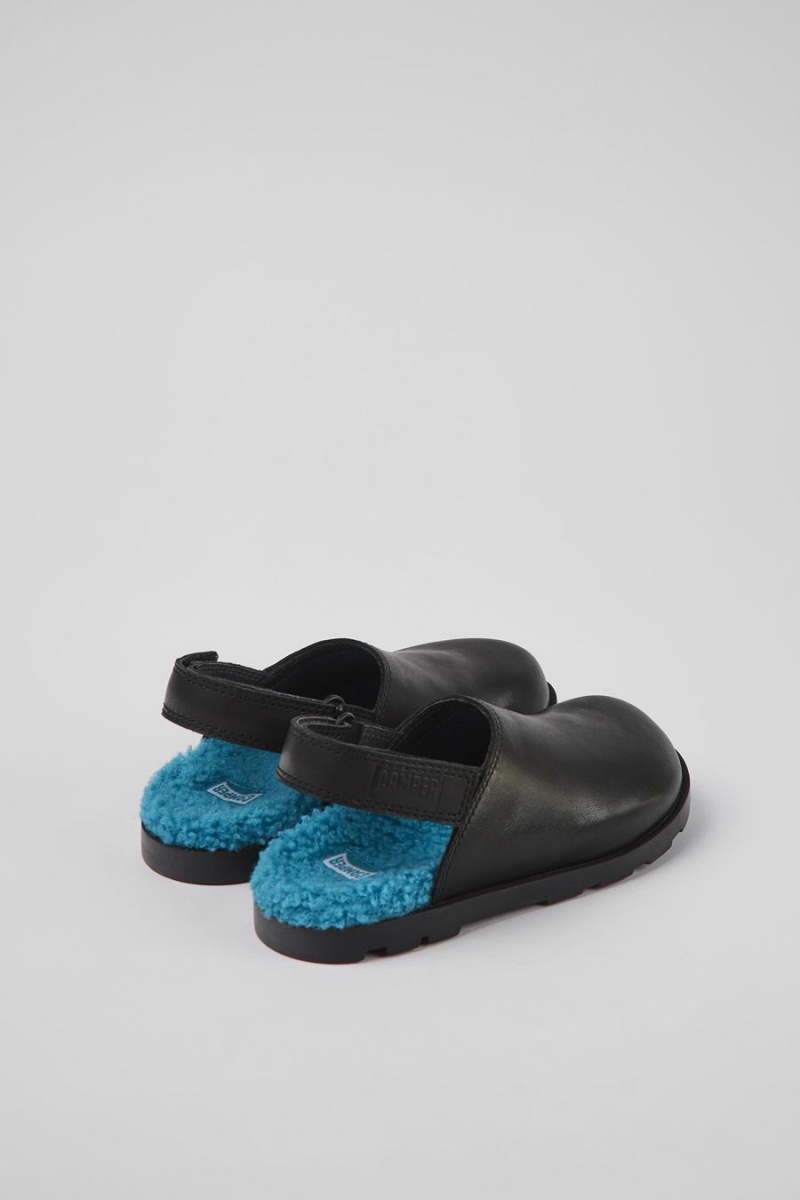 Black Girls' Camper Brutus Leather Clogs Sandals | 5814639-KZ