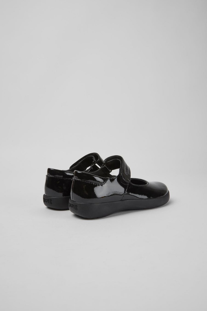 Black Girls' Camper Spiral Comet Patent Leather Slip On | 6150389-VY