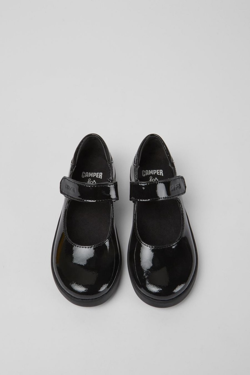 Black Girls' Camper Spiral Comet Patent Leather Slip On | 6150389-VY