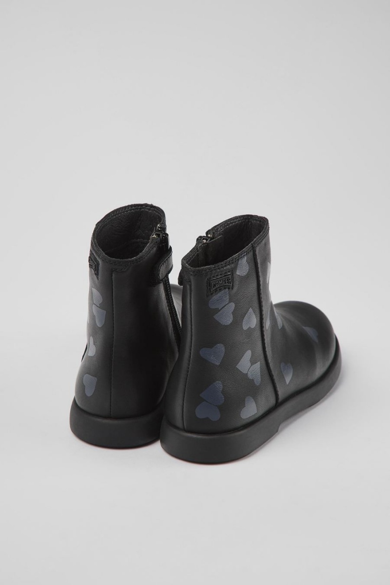 Black Girls' Camper Twins Leather Ankle Boots | 8910653-GF