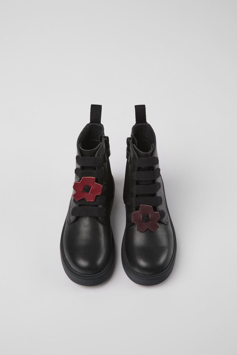 Black Girls' Camper Twins Leather Ankle Boots | 0479138-NP