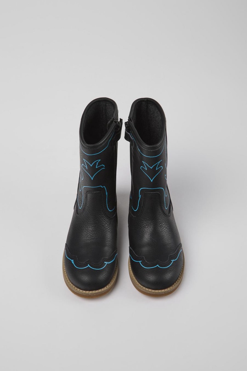 Black Girls' Camper Twins Leather Boots | 8172650-MV