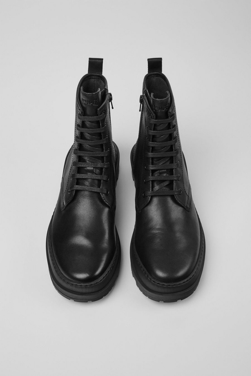 Black Men's Camper Brutus Trek Michelin Leather Ankle Boots | 1308725-QF