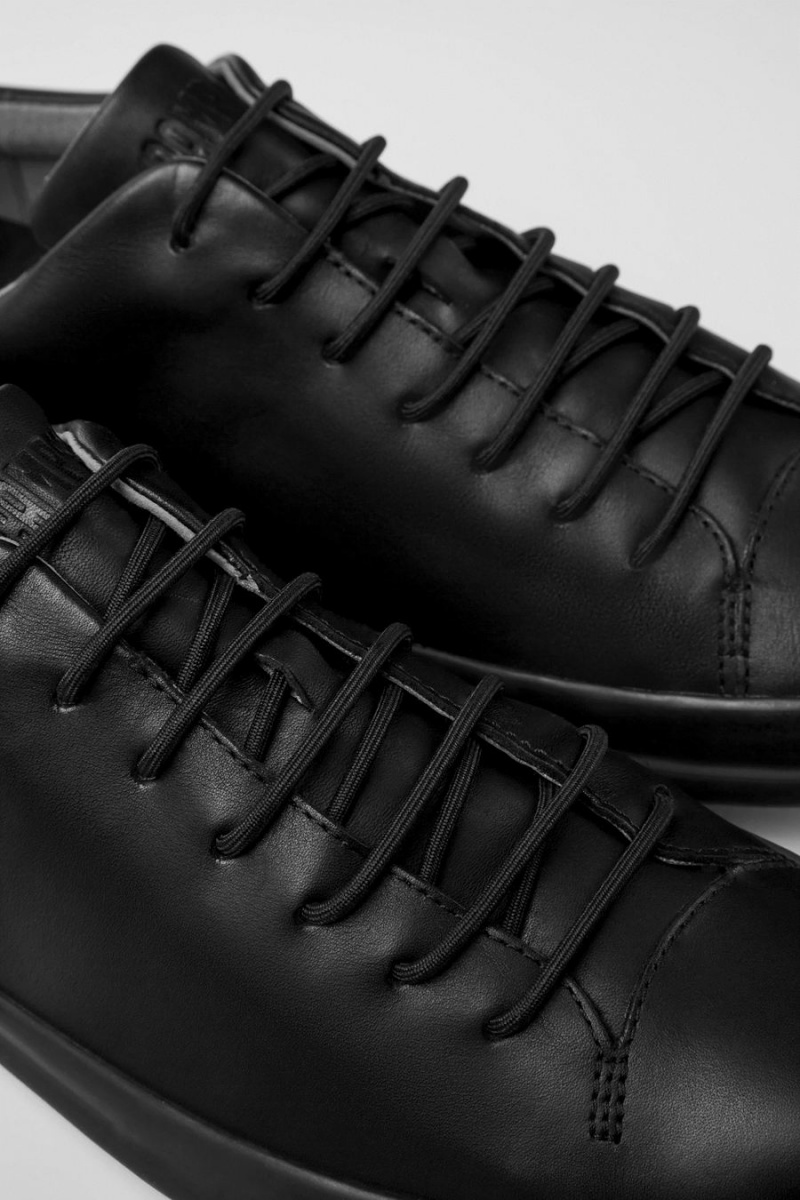 Black Men's Camper Chasis Leather Sneakers | 0145827-HX