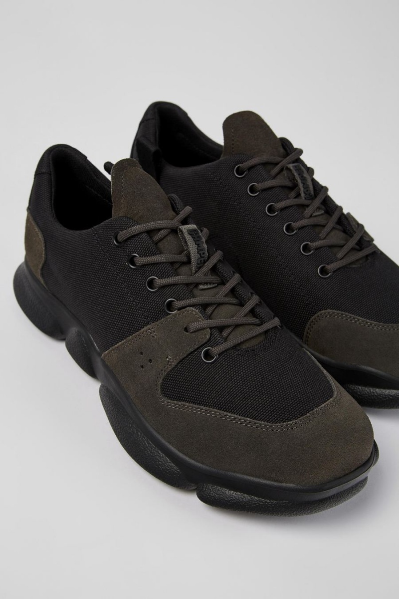 Black Men's Camper Karst Leather Recycled Pet Sneakers | 4137952-XS