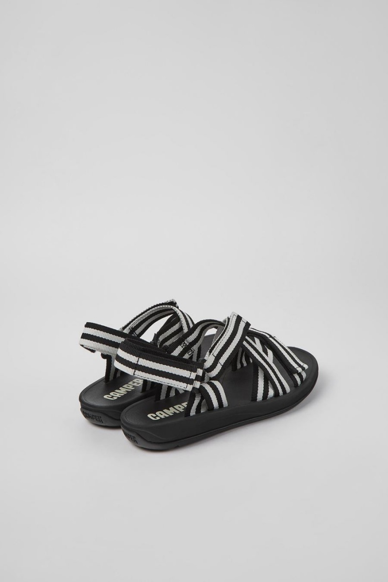 Black Men's Camper Match Textile Sandals | 9254816-UW