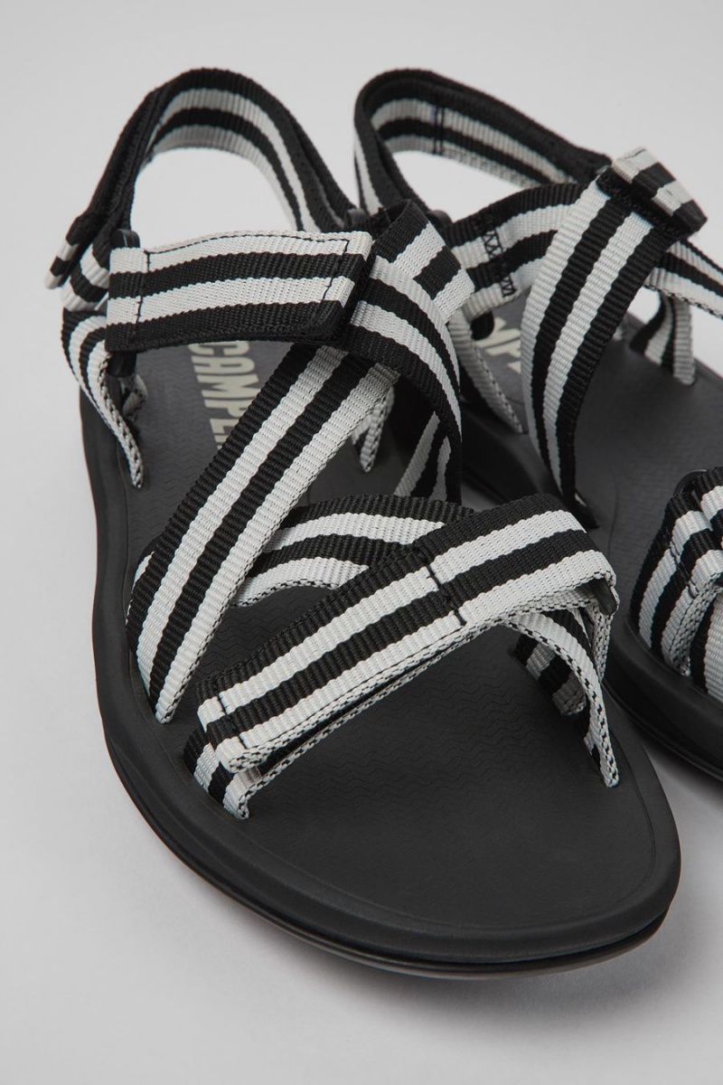 Black Men's Camper Match Textile Sandals | 9254816-UW