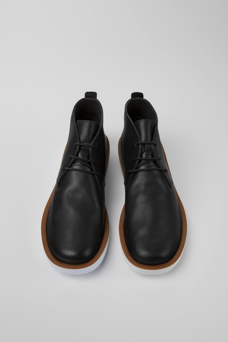 Black Men's Camper Wagon Leather Boots | 7849361-WG