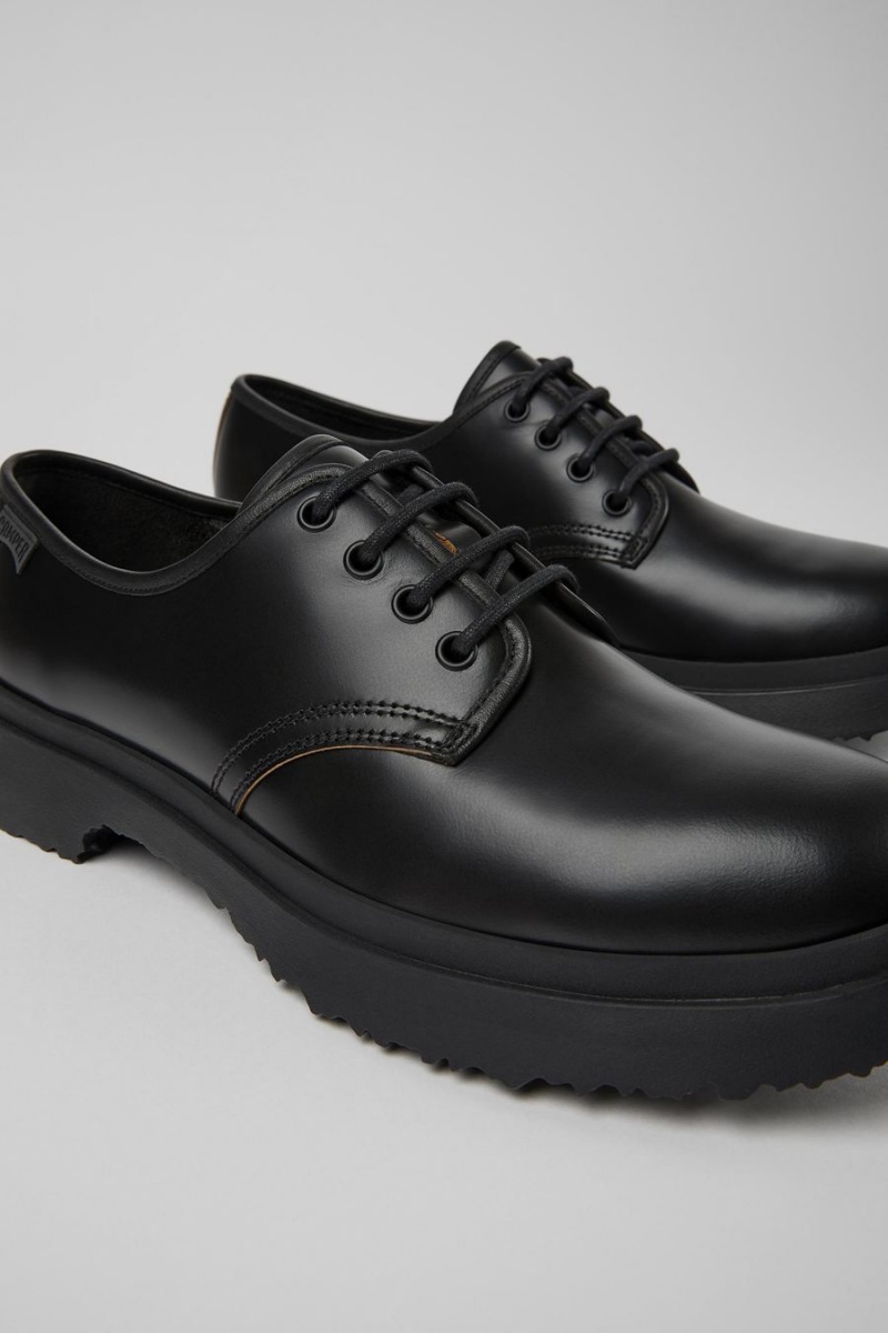 Black Men's Camper Walden Leather Lace-up Sneakers | 6392870-JP