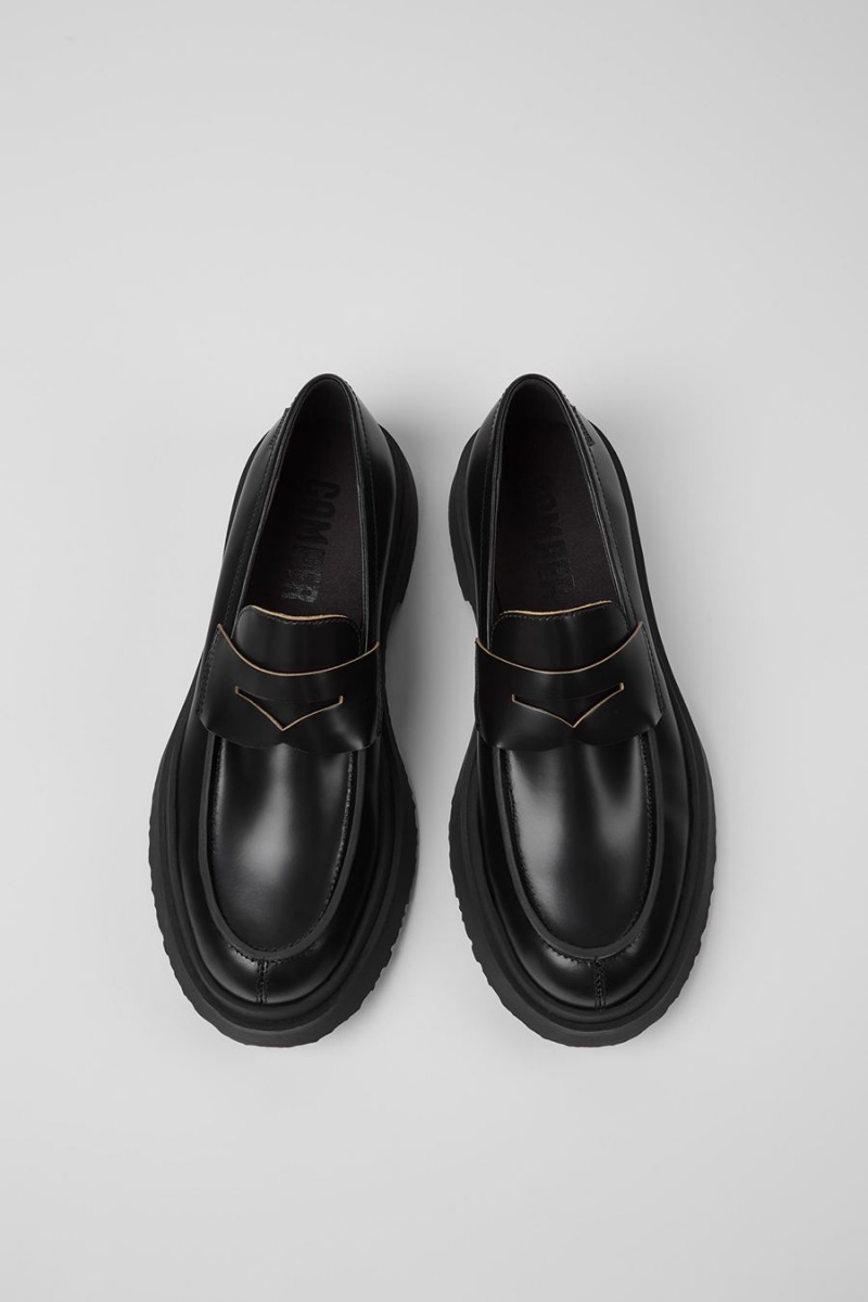 Black Men's Camper Walden Leather Loafers | 8017265-EJ