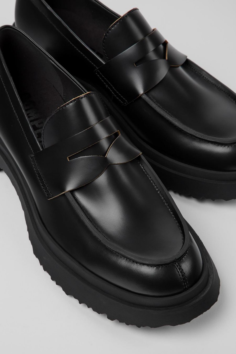 Black Men's Camper Walden Leather Loafers | 8017265-EJ