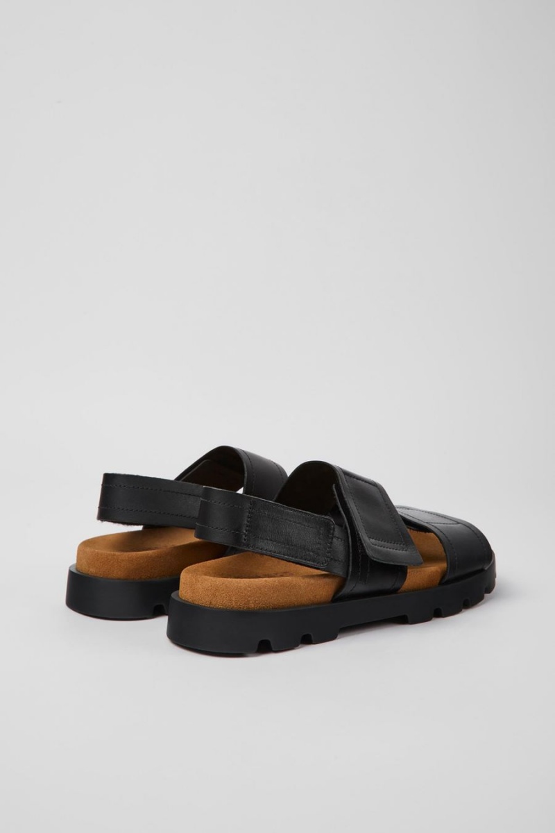 Black Women's Camper Brutus Leather Sandals | 3469521-OA