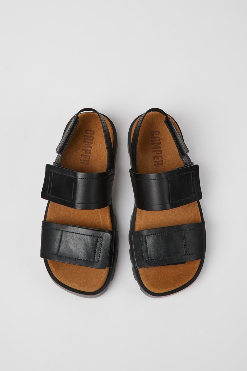 Black Women's Camper Brutus Leather Sandals | 3469521-OA