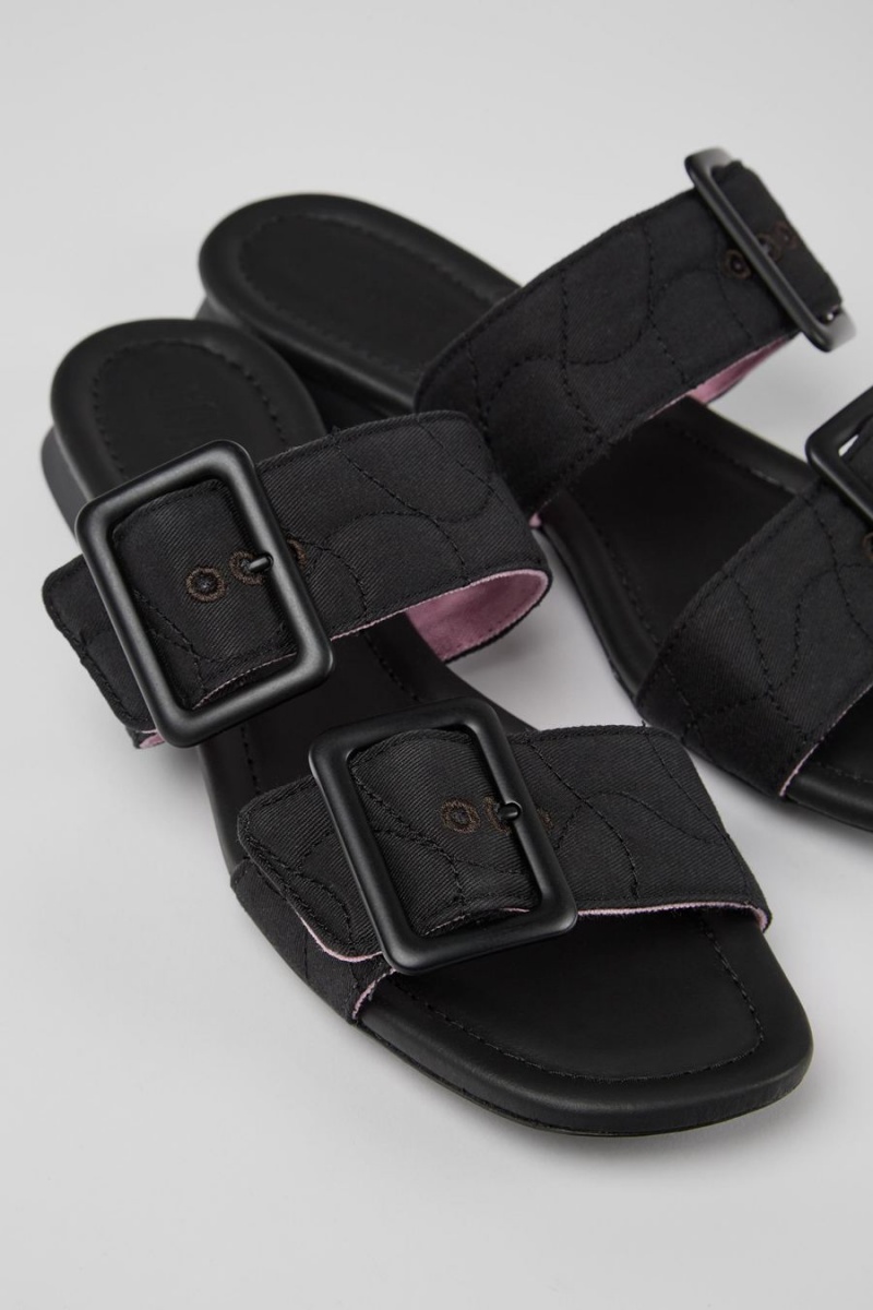 Black Women's Camper Casi Myra Recycled Pet Sandals | 1378506-OZ