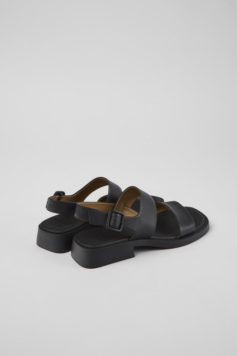 Black Women's Camper Dana Leather Sandals | 7364258-SQ