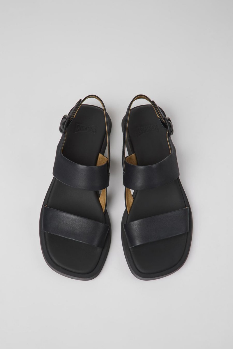 Black Women's Camper Dana Leather Sandals | 7364258-SQ