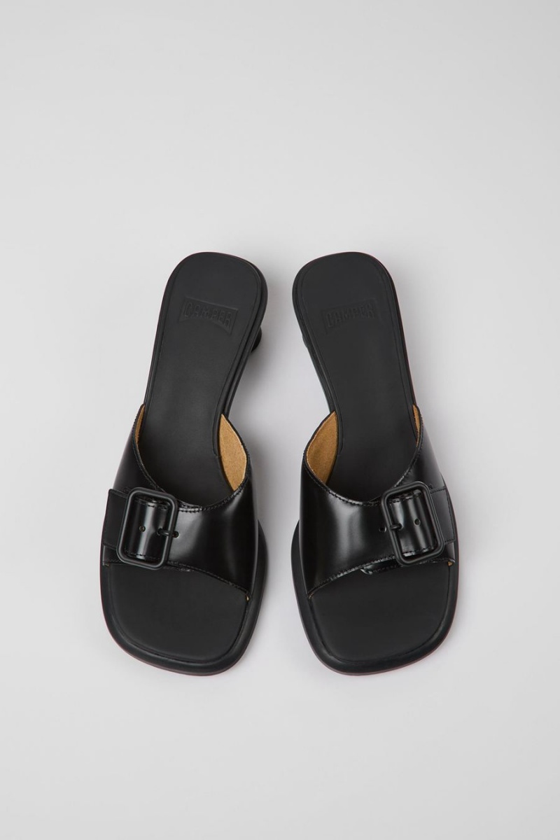 Black Women's Camper Dina Leather Sandals | 8401259-IT