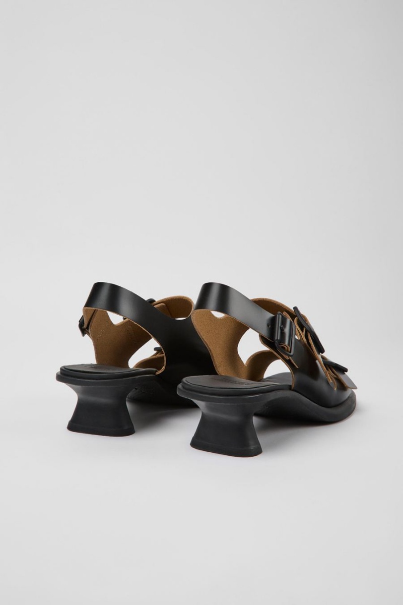 Black Women's Camper Dina Leather Sandals | 0317245-JB