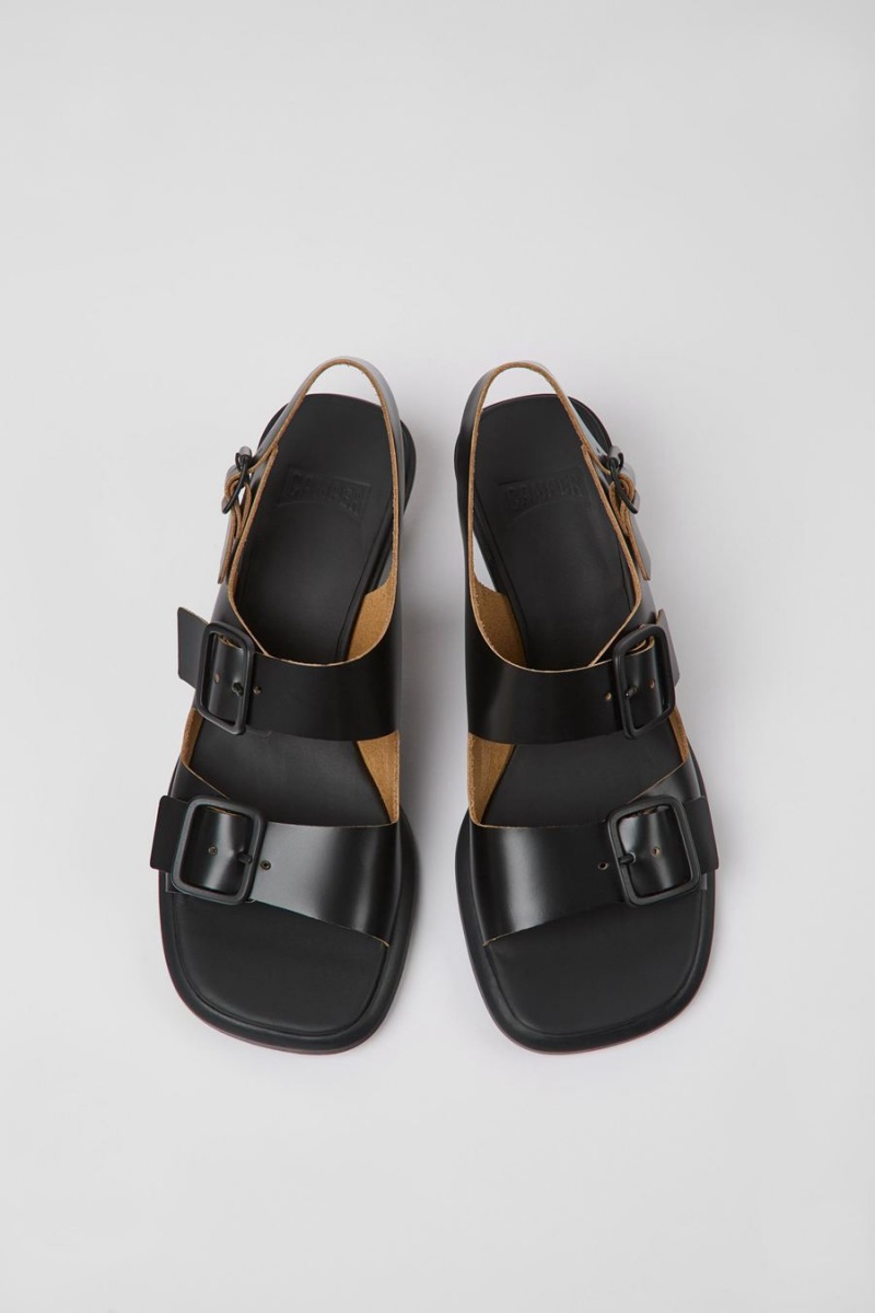 Black Women's Camper Dina Leather Sandals | 0317245-JB