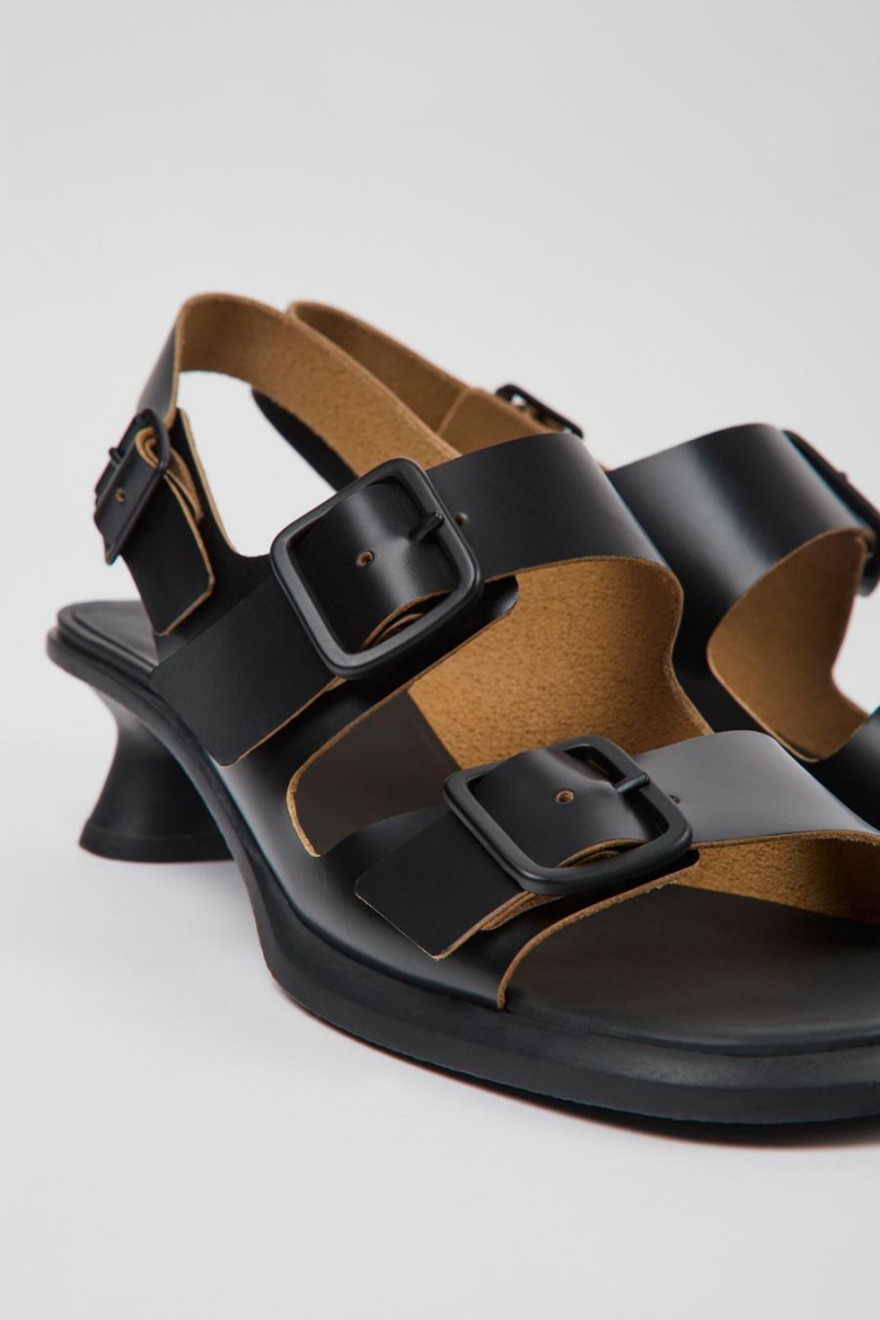 Black Women's Camper Dina Leather Sandals | 0317245-JB