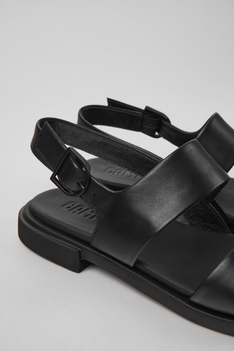 Black Women's Camper Edy Leather Sandals | 1643279-JC