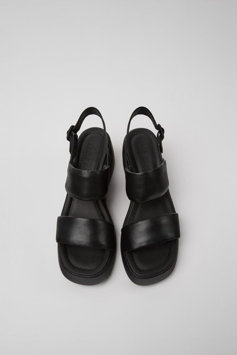 Black Women's Camper Kaah Leather Sandals | 2975084-AT