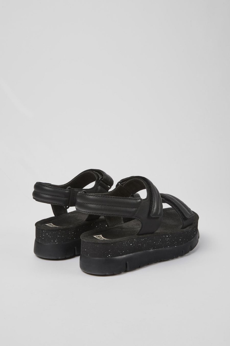 Black Women's Camper Oruga Up Leather Sandals | 8435970-VC