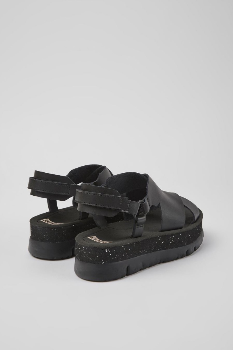 Black Women's Camper Oruga Up Leather Sandals | 8702643-HX