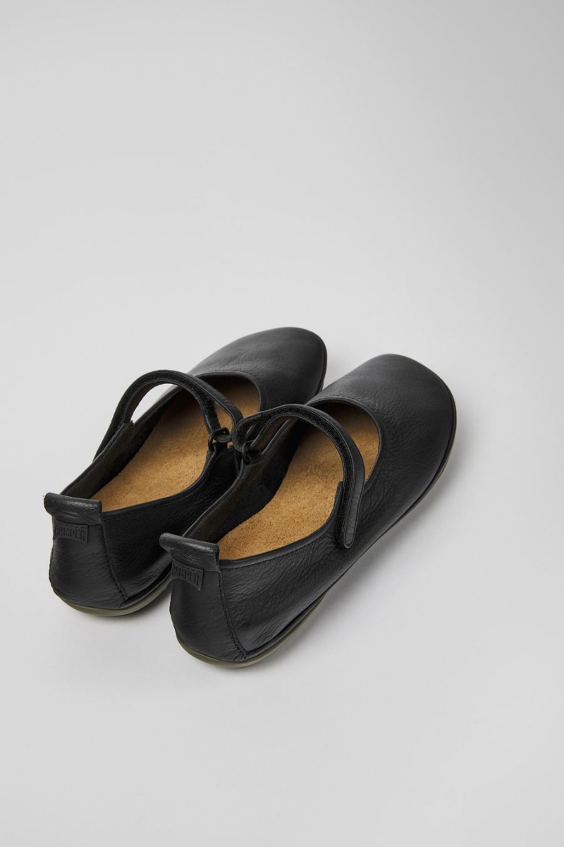 Black Women's Camper Right Leather Ballerina | 8627540-PZ