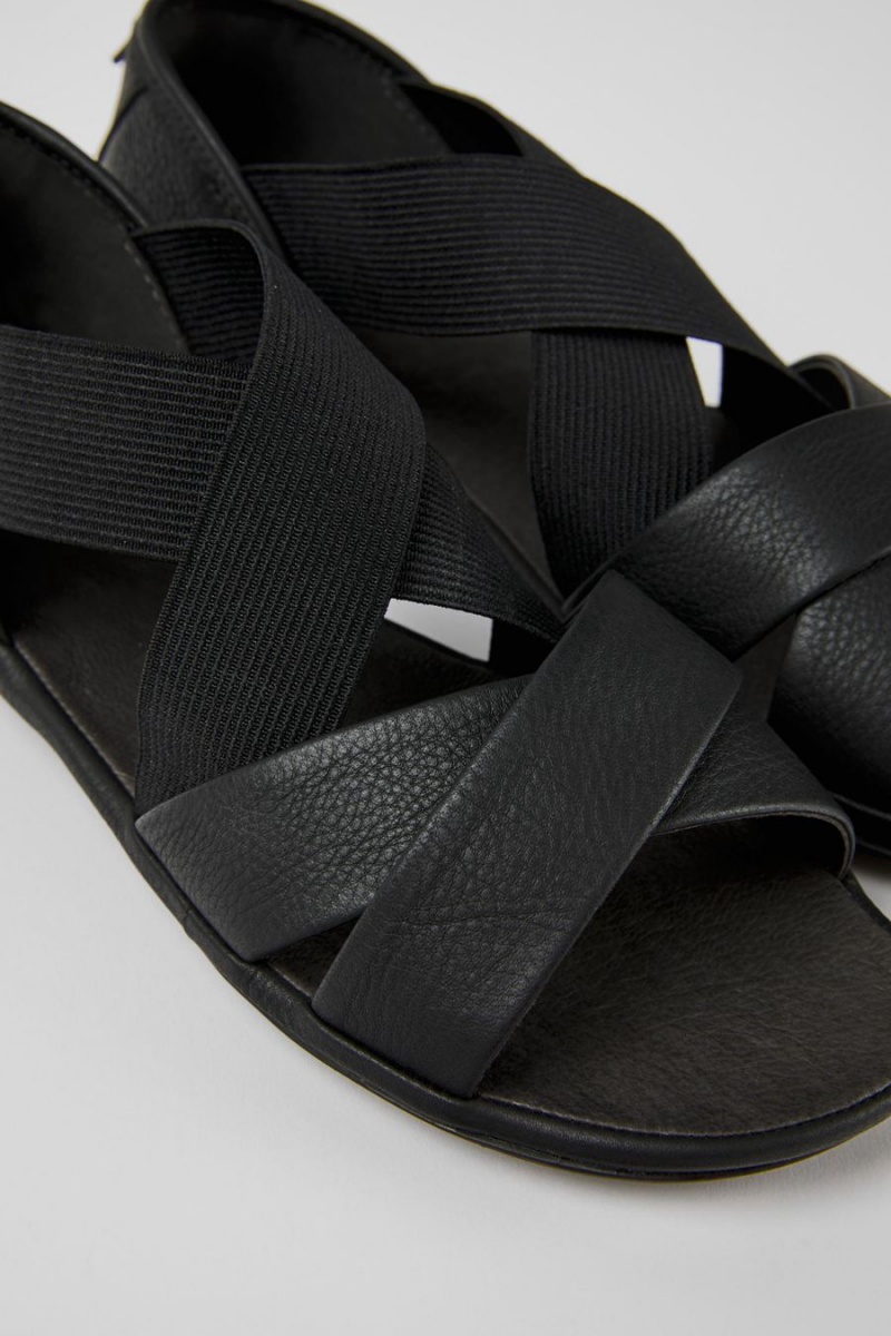 Black Women's Camper Right Leather Sandals | 6285931-OZ