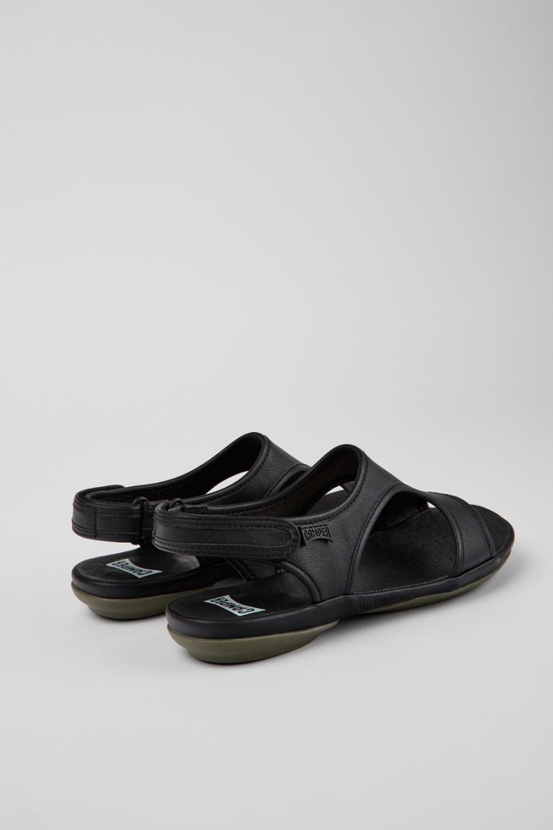 Black Women's Camper Right Leather Sandals | 7092486-LP