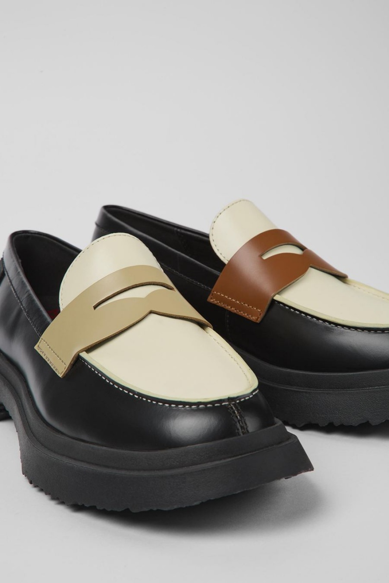 Black Women's Camper Twins Leather Loafers | 3104729-XS