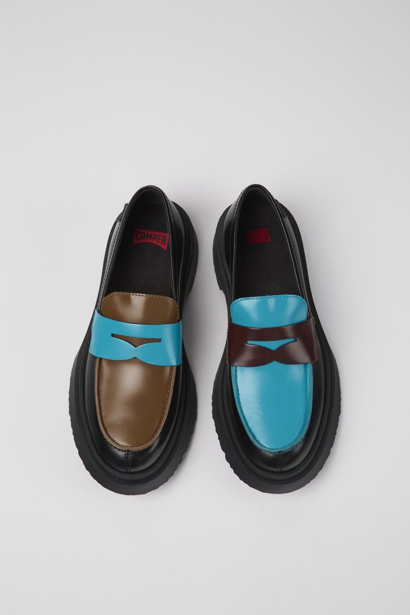 Black Women's Camper Twins Leather Loafers | 4198032-UA