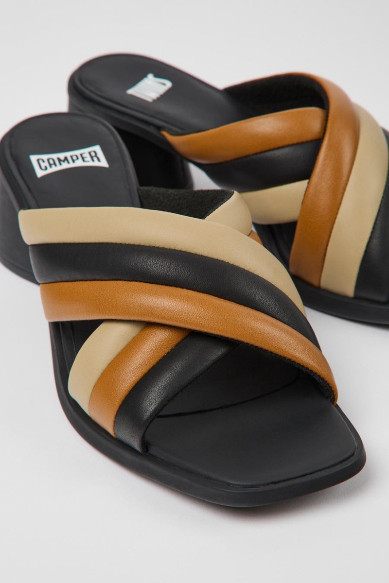 Black Women's Camper Twins Leather Sandals | 6579081-NG