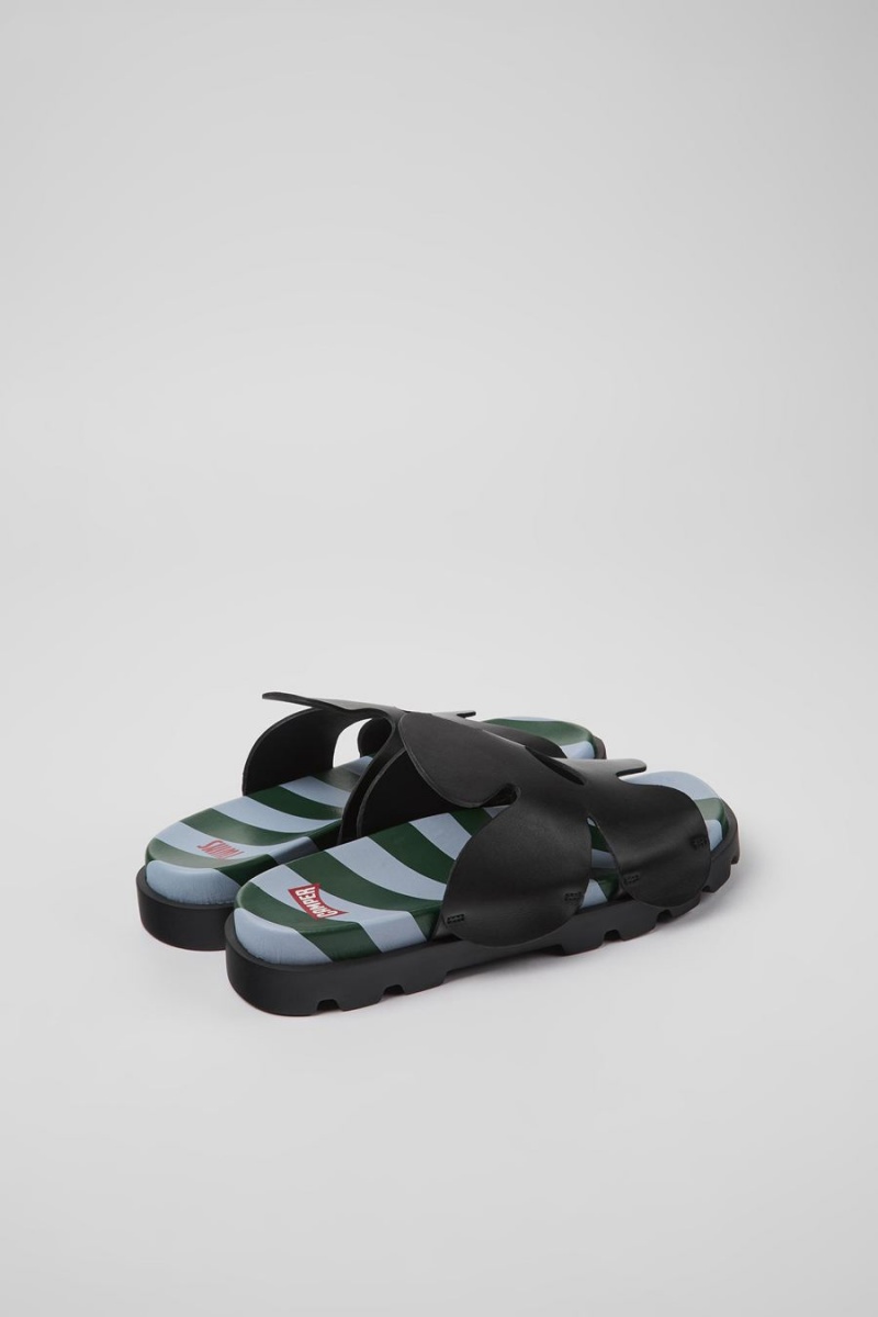 Black Women's Camper Twins Leather Sandals | 6507148-MU