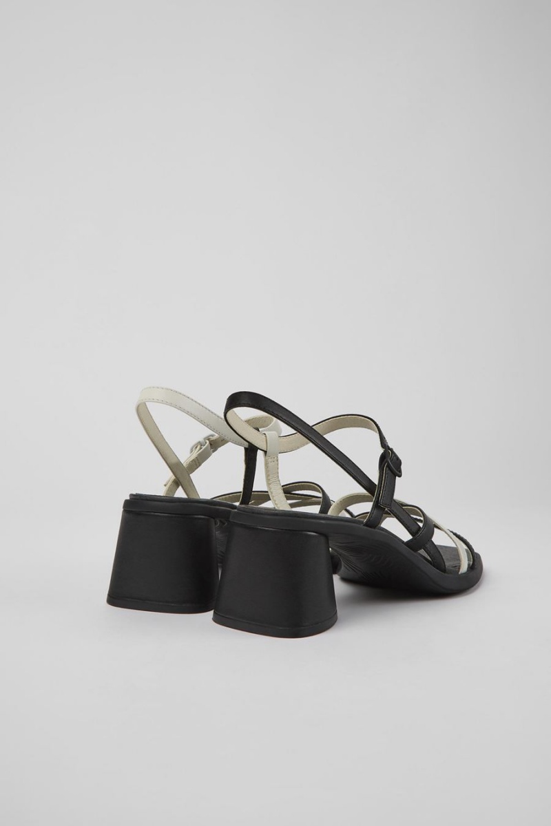 Black Women's Camper Twins Leather Sandals | 5021479-AW