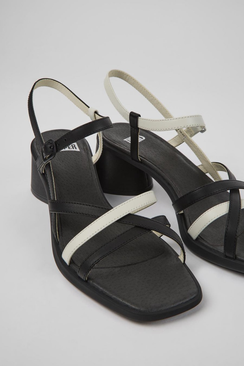 Black Women's Camper Twins Leather Sandals | 5021479-AW